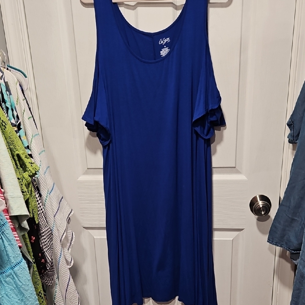 City Streets Royal Blue Cold-Shoulder Midi Dress